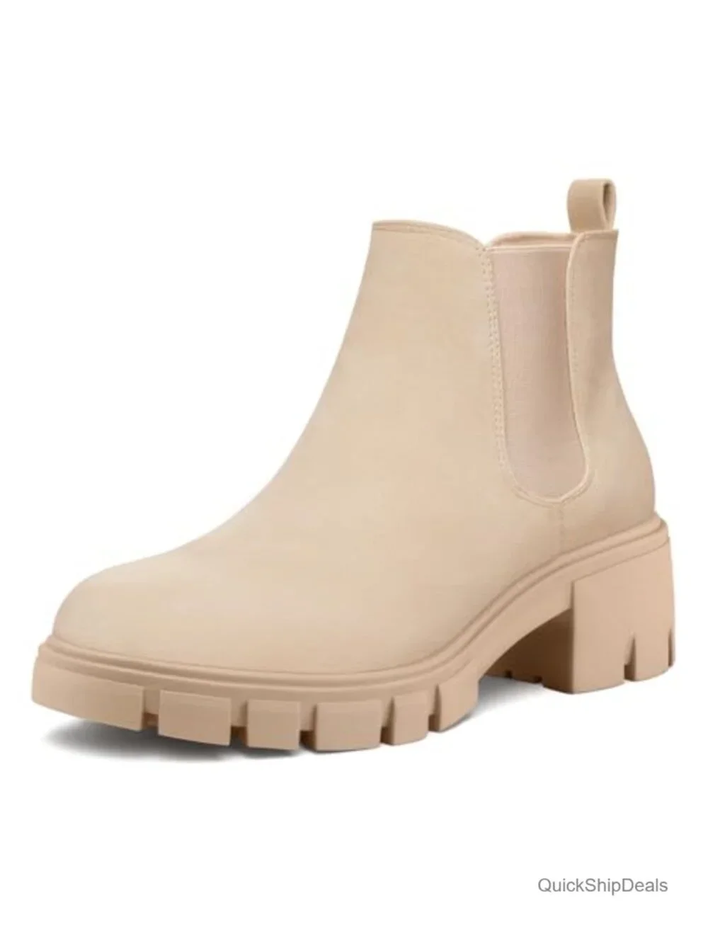 Women's Platform Chelsea Boots Chunky Heel Ankle Booties Faux Suede